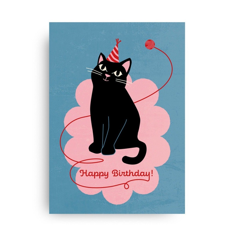 ‘Happy Birthday’ Cat Postcard by MONIMARI