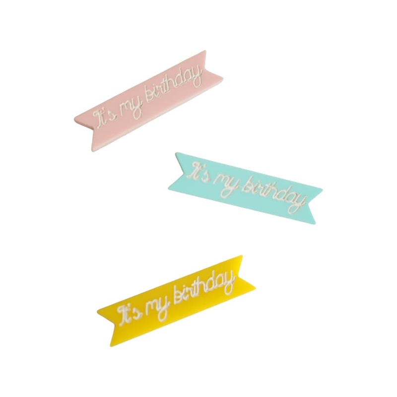It’s My Birthday Acrylic Hair Clip | Pale Pink