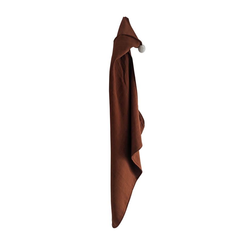 Organic Hooded Muslin Towels with White Pom Pom | Multiple Colours