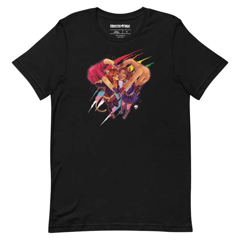 Monster High Pride Toralei & Clawdeen Black T-Shirt (Betsy Cola)