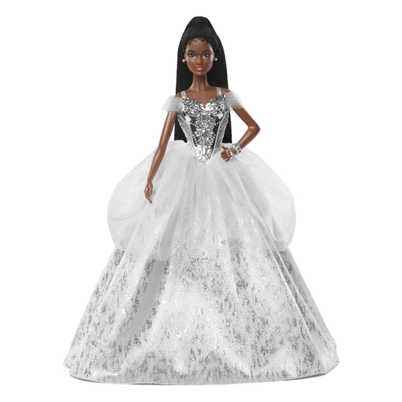 2021 Holiday Barbie Doll, Brunette Braids