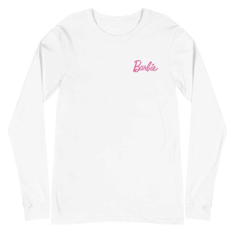 Barbie Classic Logo Unisex White Long Sleeve Shirt