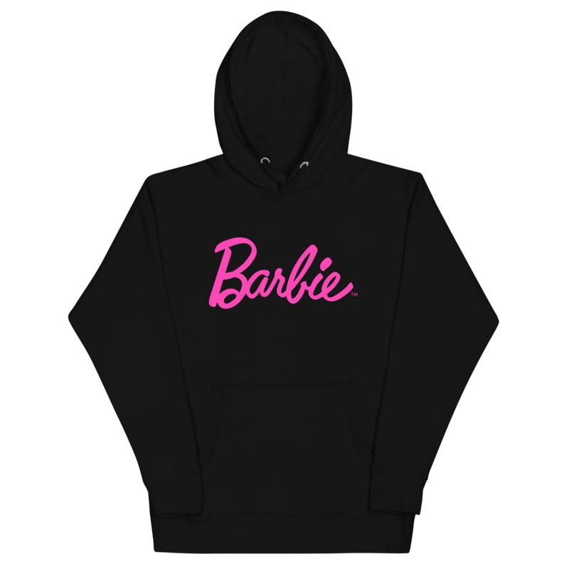 Barbie Script Logo Unisex Crew Black Hoodie