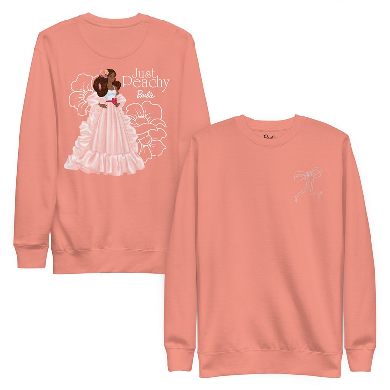 Barbie Peaches ‘n Cream Embroidered Peach Sweatshirt