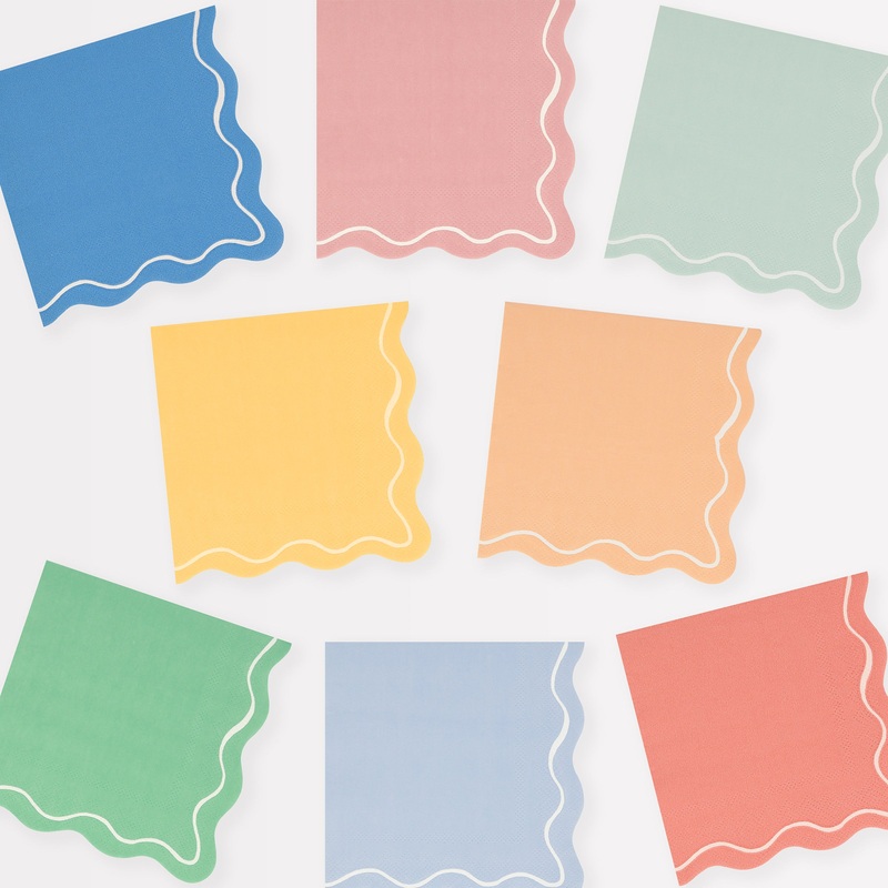 Mixed Wavy Line Small Napkins (x 16)