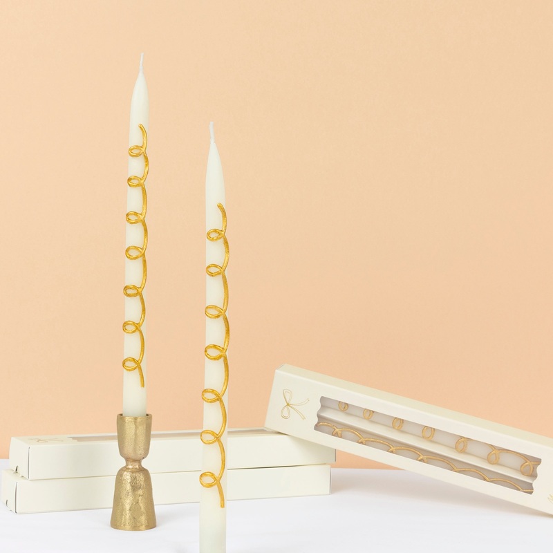 Gold Swirl Taper Candles (x 2)