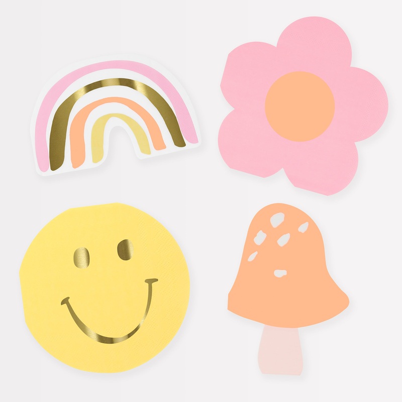 Happy Icons Shaped Napkins (x 16)