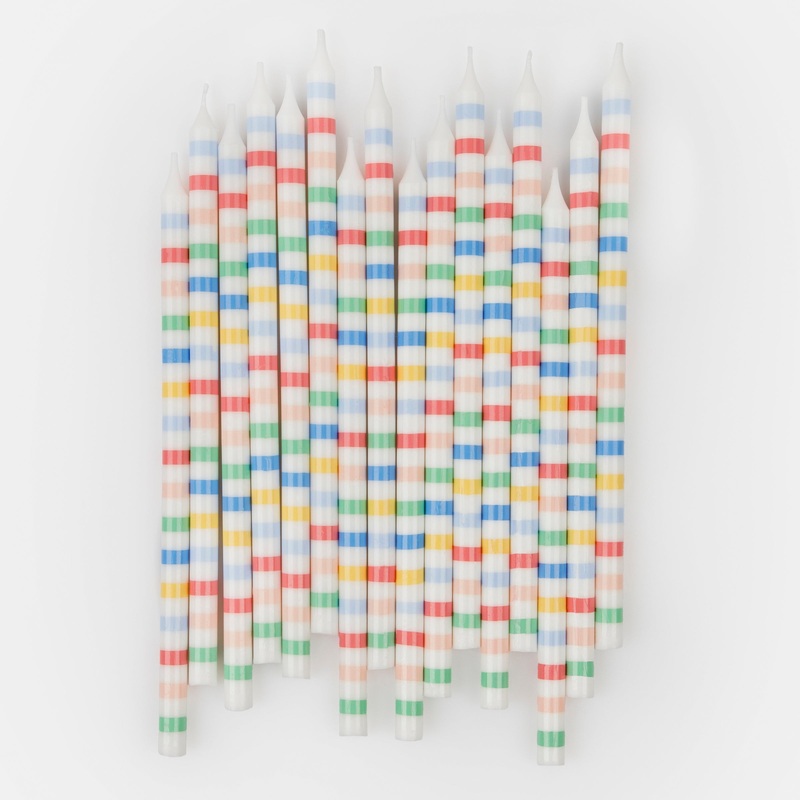 Multi Stripe Candles (x 16)