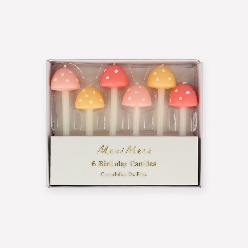 Mushroom Birthday Candles (x 6)