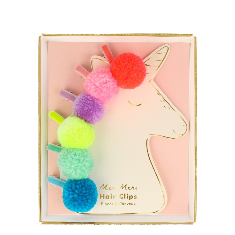 Pompom Unicorn Hair Clips (x 6)