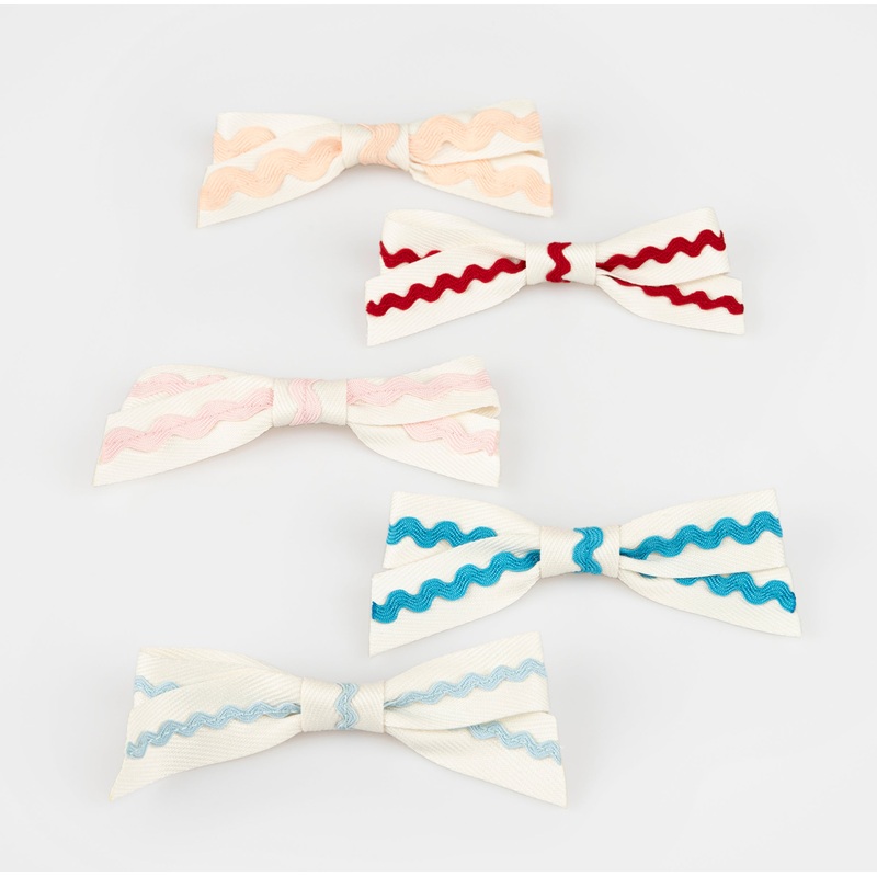 Ricrac Bow Hair Clips (x 5)
