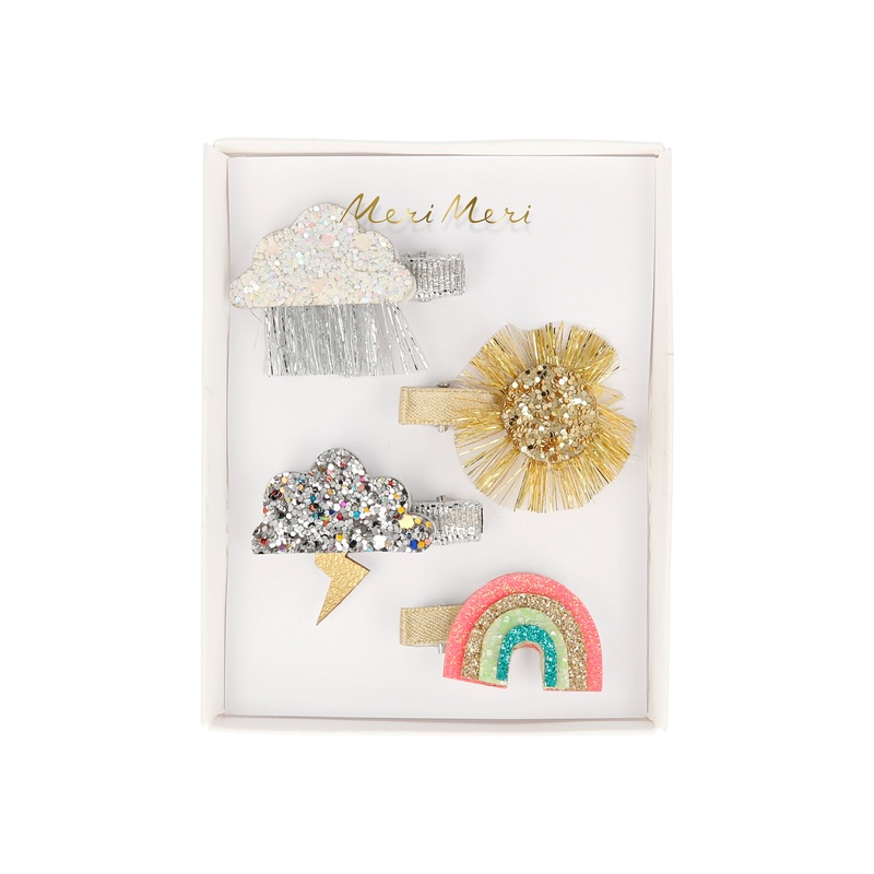Sparkly Weather Hair Clips (x 4)