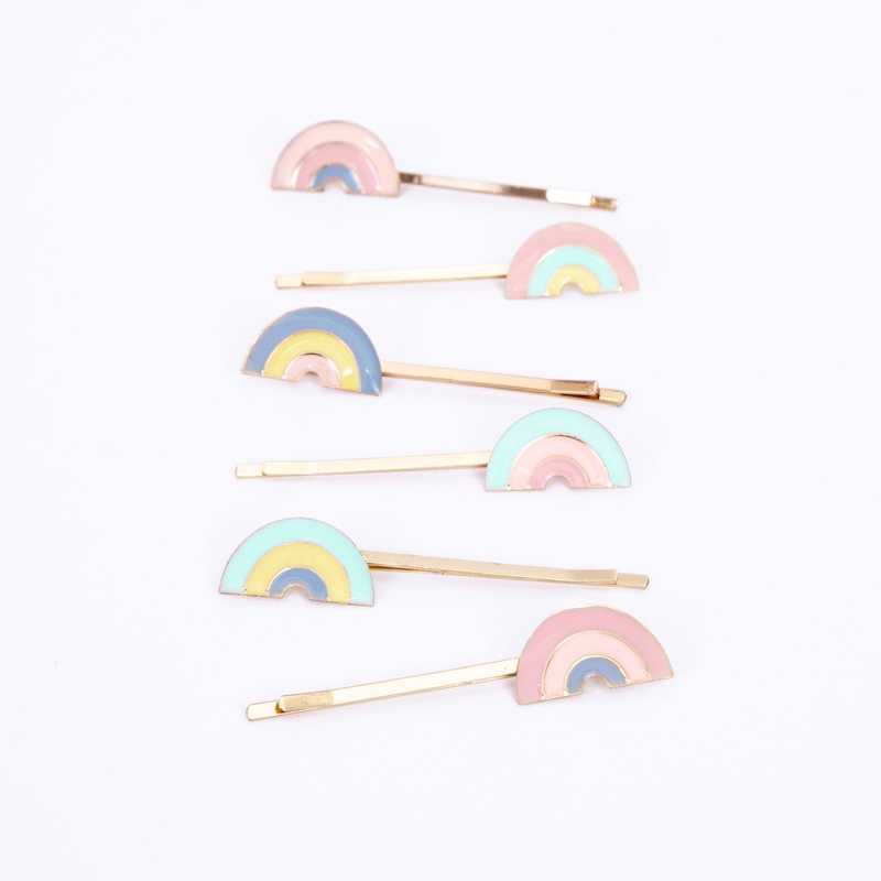 Enamel Rainbow Hair Slides (x 6)