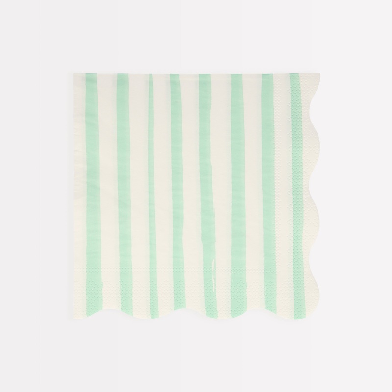 Mint Stripe Large Napkins (x 16)