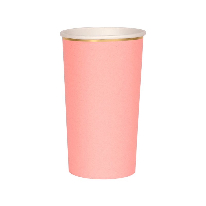 Neon Coral Highball Cups (x 8)