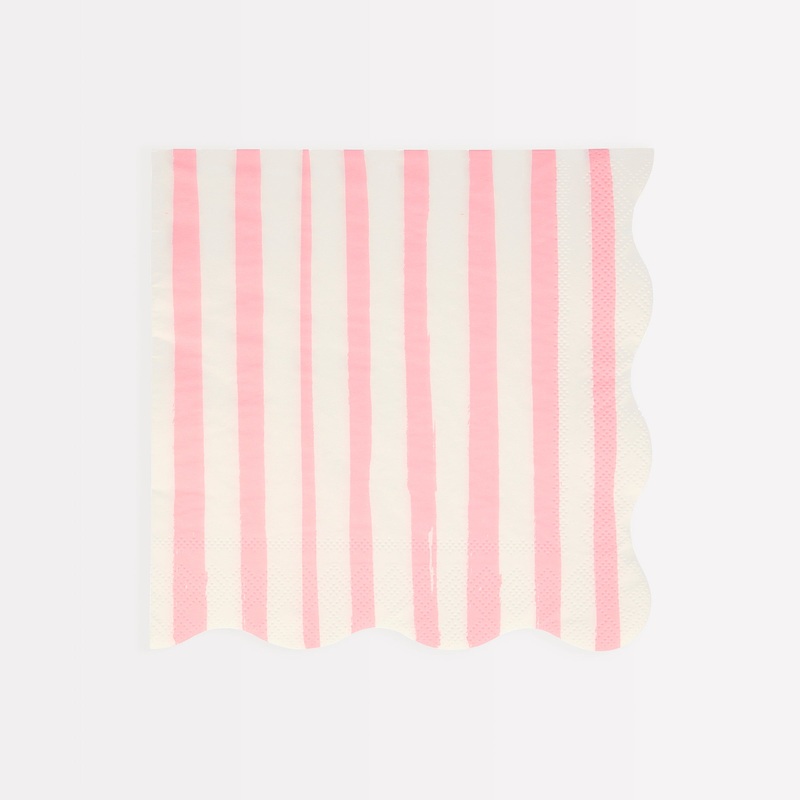 Pink Stripe Large Napkins (x 16)