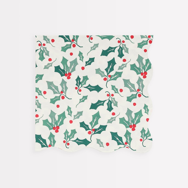 Holly Pattern Large Napkins (x 16)