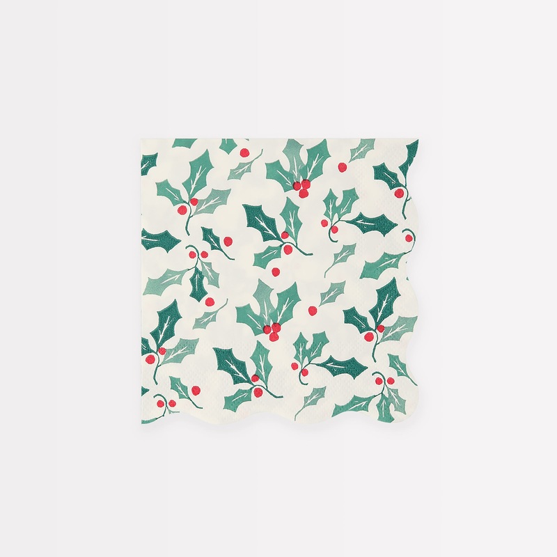 Holly Pattern Small Napkins (x 16)