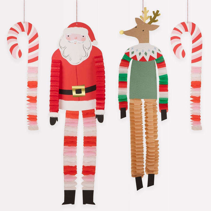 Long Legged Santa & Reindeer Decorations (x 4)