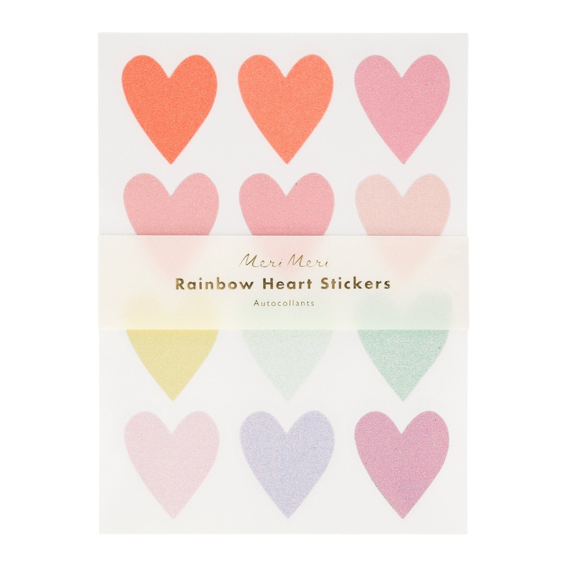 Pastel Heart Glitter Stickers (x 10 sheets)