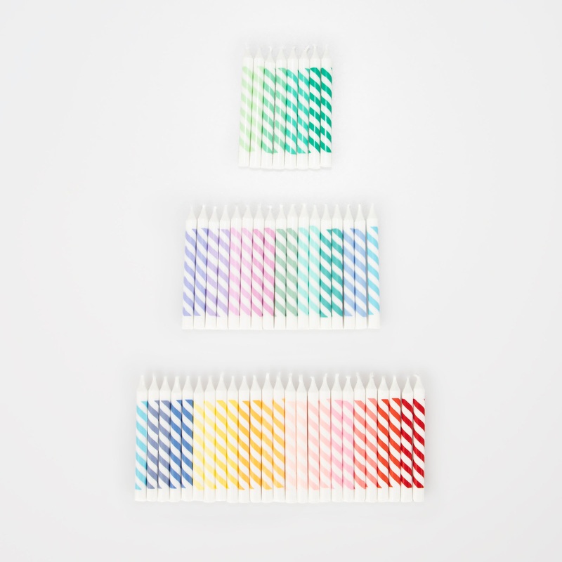 Rainbow Striped Mini Candles (x 50)
