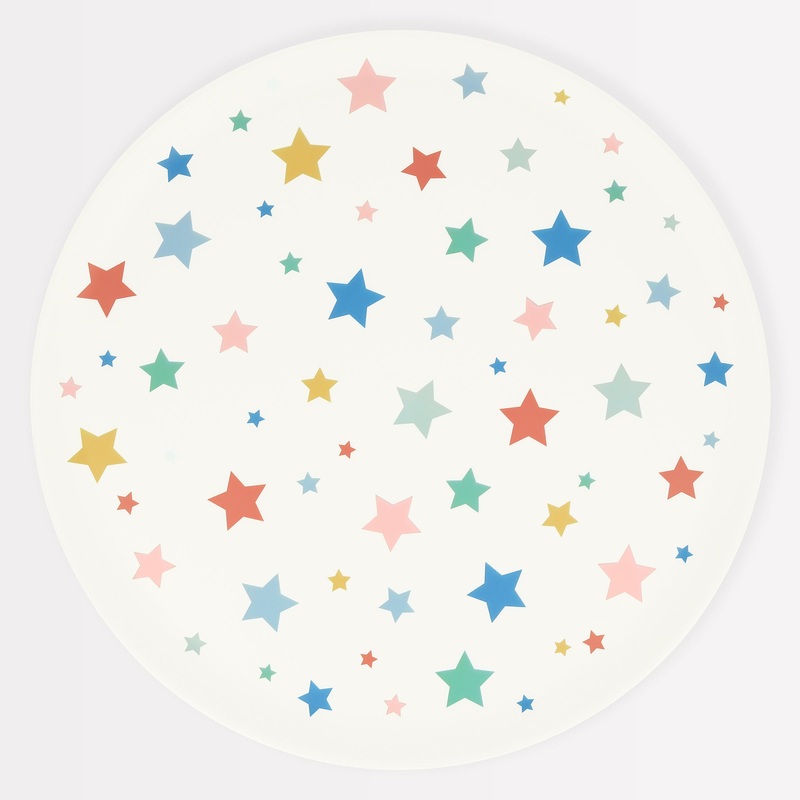 Star Pattern Reusable Large Plates (x 6)