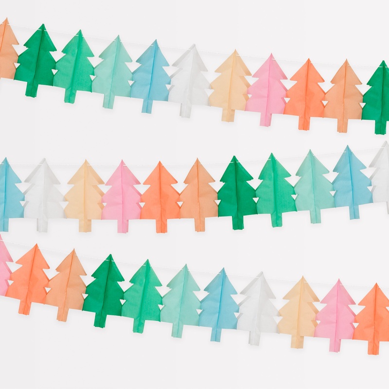 Tissue Paper Christmas Tree Garland Set