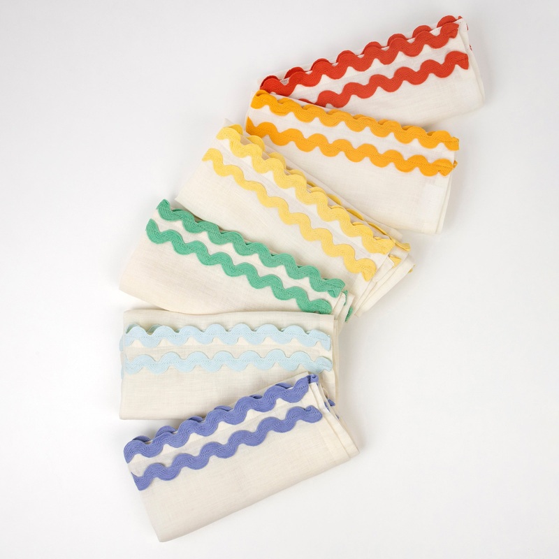 Colorful Ricrac Fabric Napkins (x 6)