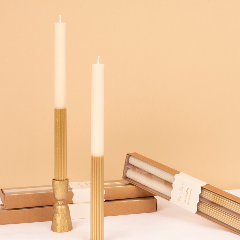 Gold Dipped Table Candles (x 2)