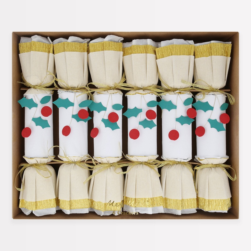 Holly Berry & Gold Crackers (x 6)