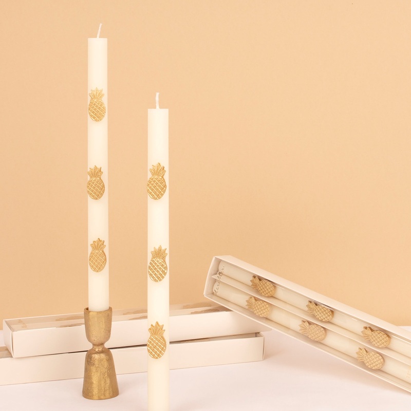 Gold Pineapple Table Candles (x 2)