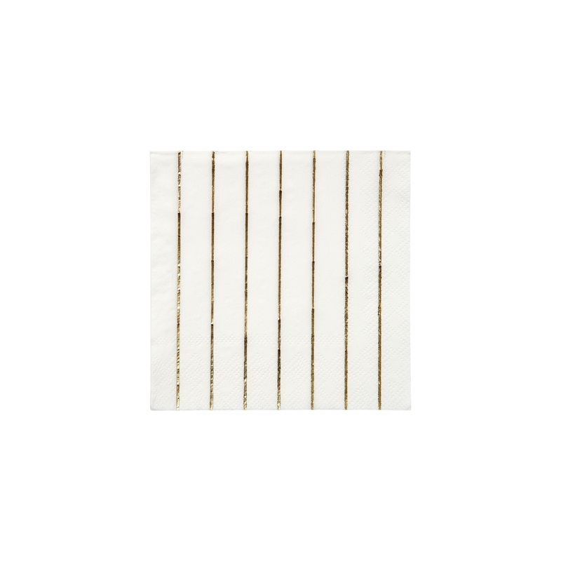 Gold Stripe Small Napkins (x 16)