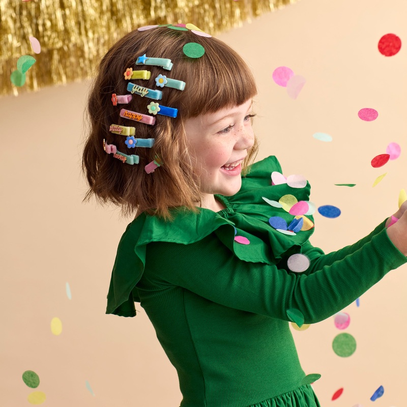 Happy Birthday Enamel Hair Clips (x 6)
