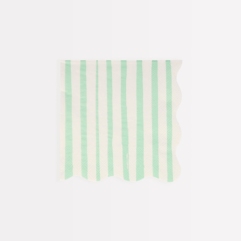 Mint Stripe Small Napkins (x 16)