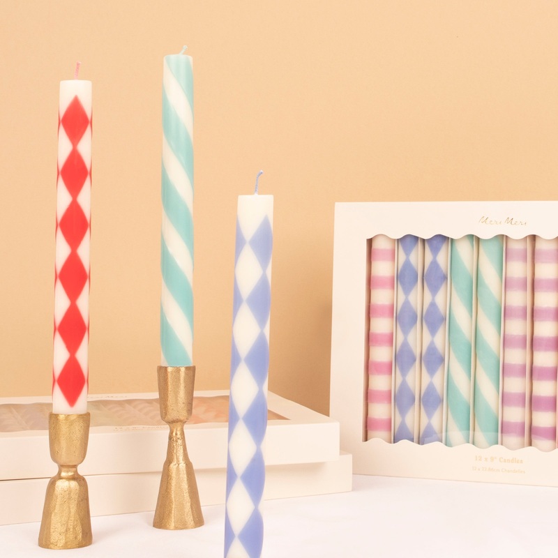 Patterned Table Candles (x 12)
