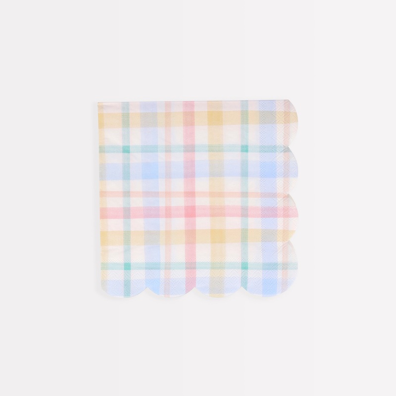 Plaid Pattern Small Napkins (x 16)