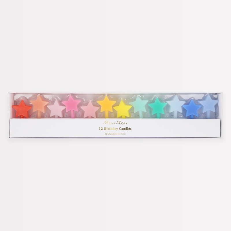 Rainbow Star Candles (x 12)