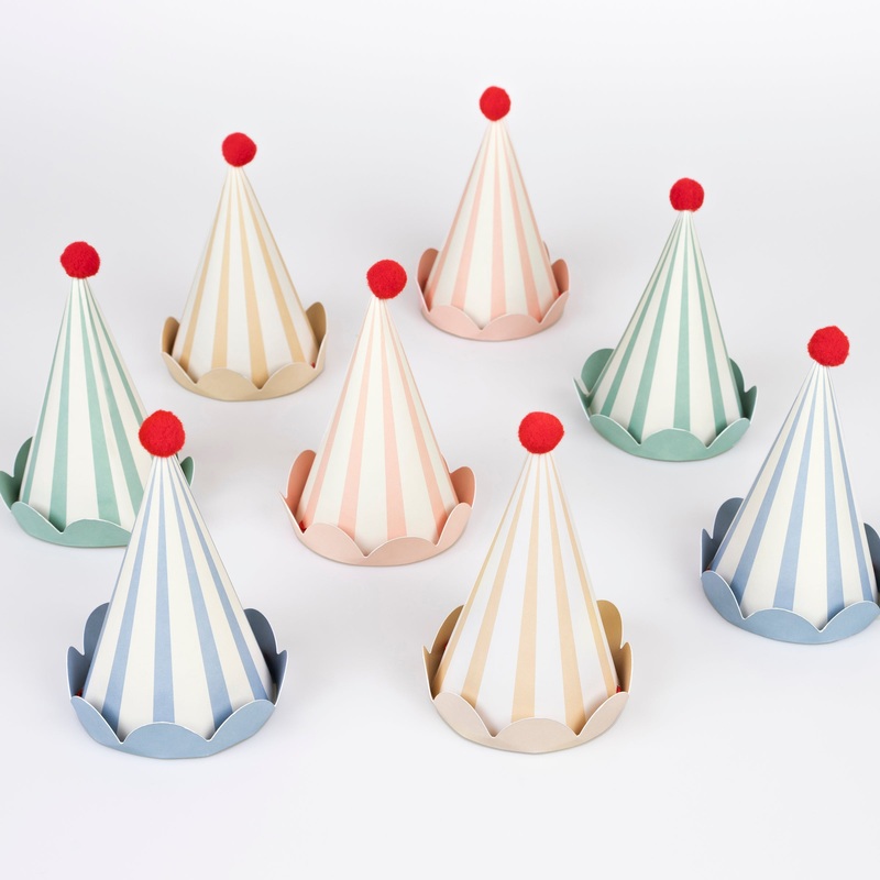 Stripe Pastel Party Hats (x 8)