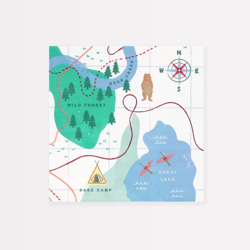 Outdoor Adventures Map Large Napkins (x 16)