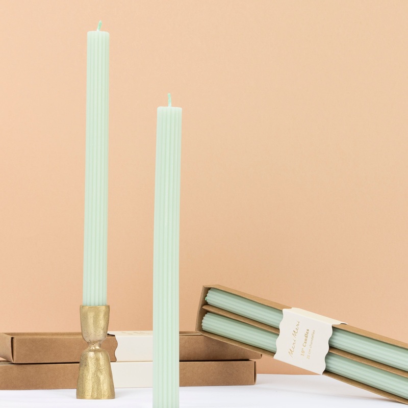 Sea Foam Green Table Candles (x 2)