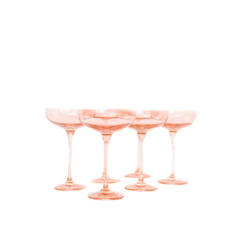 Blush Pink Champagne Coupe Stemware (x 6)