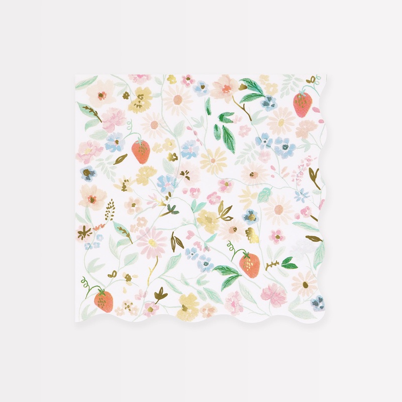 Elegant Floral Large Napkins (x 16)
