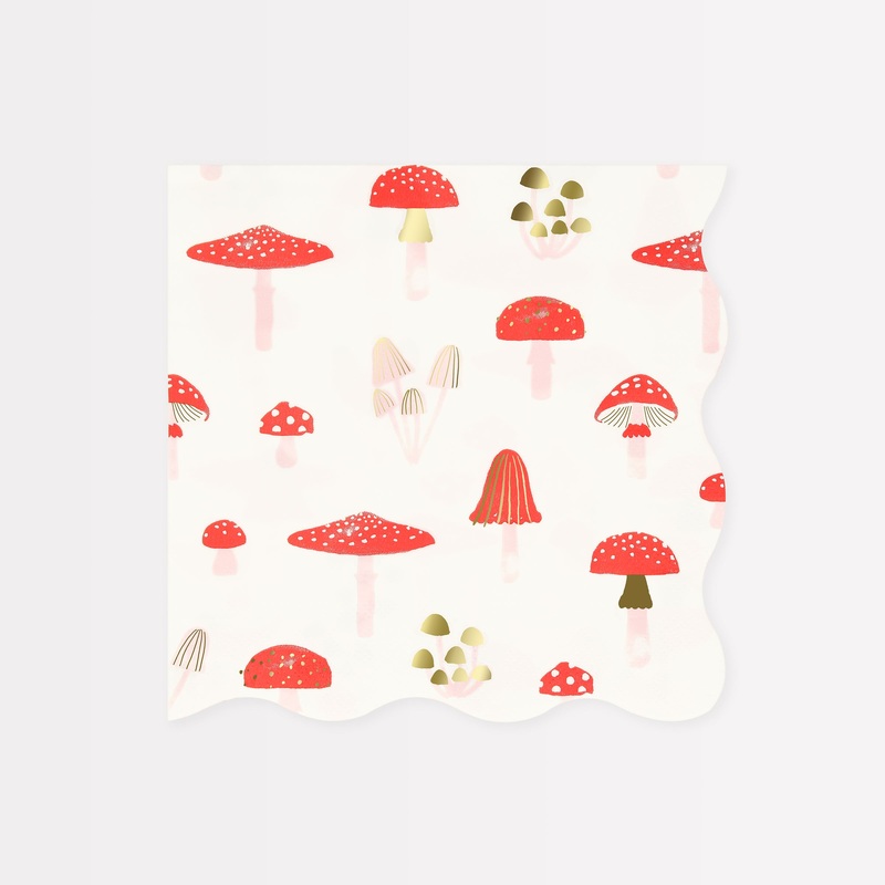 Merry Mushrooms Large Napkins (x 16)