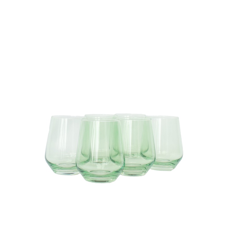 Mint Green Stemless Wine Glasses ( x 6)
