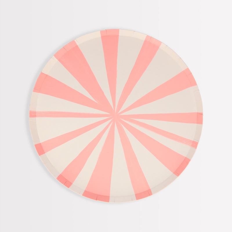 Pink Stripe Side Plates (x 8)