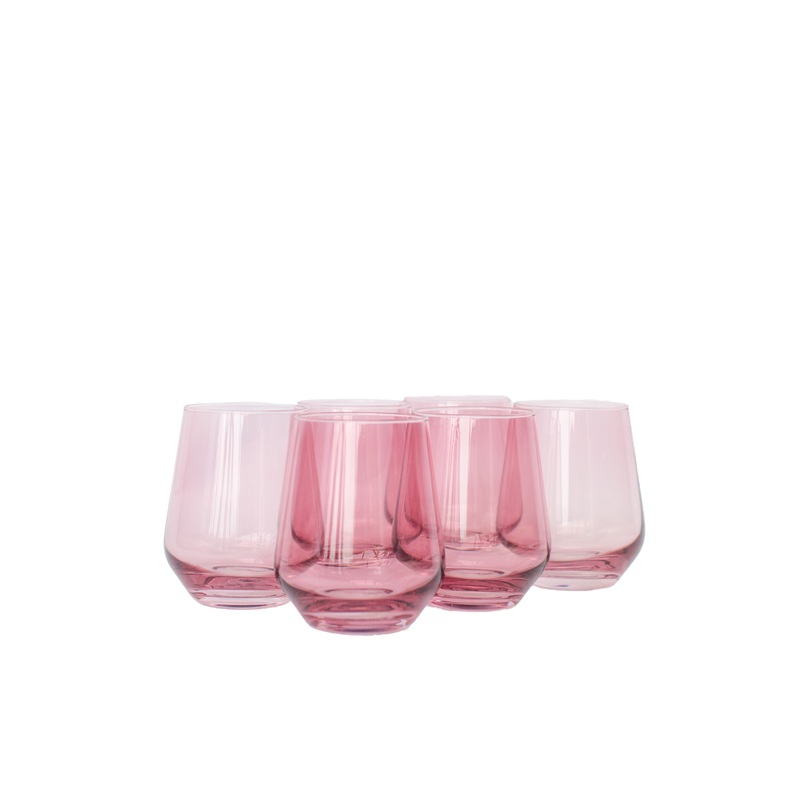 Rose Stemless Wine Glasses ( x 6)