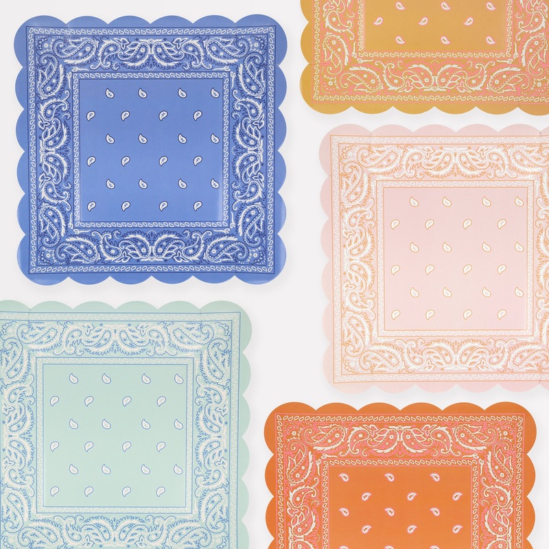 Western Bandana Square Plates (x 8)