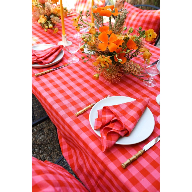 Gingham Guava Tablecloth