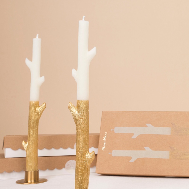 Gold Dipped Stick Candles (x 2)