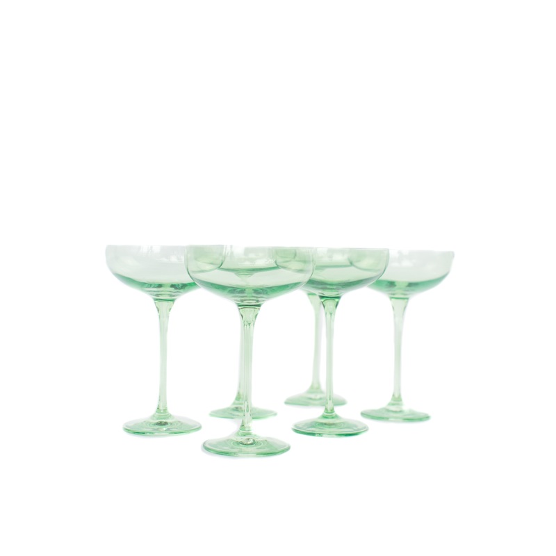 Mint Green Champagne Coupe Stemware (x 6)